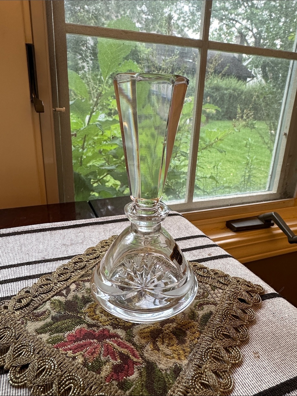 Hand-cut Czech Republic 24% bohemian crystal perfume bottle w/original stickers